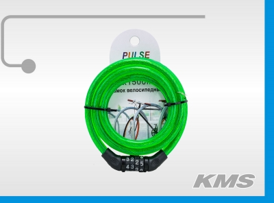 Велозамок PULSE трос Ø 10*1500, кодовый (цвета в ящике: 20красн, 30син, 30черн, 20зелен)
