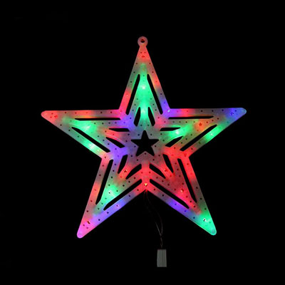 Звезда акриловая светящаяся на окно 40 см цветная