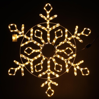 Снежинка из дюралайта LED уличная d=90 см 11 м мерцающая тёпло-белая