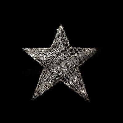 Новогодняя декорация звезда с подсветкой 40 см серебряная