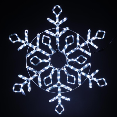 Снежинка из дюралайта LED уличная d=90 см 11 м мерцающая белая