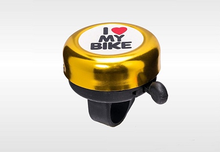 Звонок для велосипеда &quot;I love my bike&quot;, алюм/пластик, цвет золотой