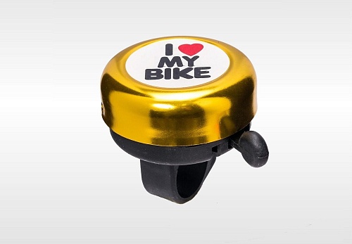 Звонок для велосипеда &quot;I love my bike&quot;, алюм/пластик, цвет золотой