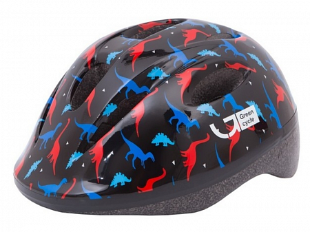 Шлем детский Green Cycle Dino размер 50-54см черный/красный/синий лак