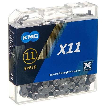 Цепь KMC X-11, 118 зв., цвет. коробка, с замком,  11ск.