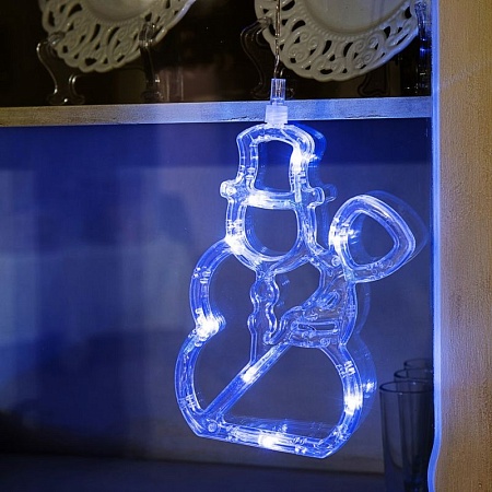 Светящаяся фигура на окно Снеговик на батарейках