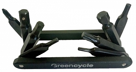 Компактный ключ Green Cycle GCM-089 складной 8 инструментов, черный
