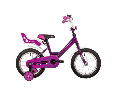 Велосипед 14 Novatrack MAPLE пурпурный, полная защита цепи, тормоз нож, сидение для куклы