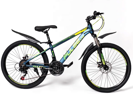Велосипед 26&quot; Pulse Lite MD-5000, цвет темно-зеленый/зелено/желтый